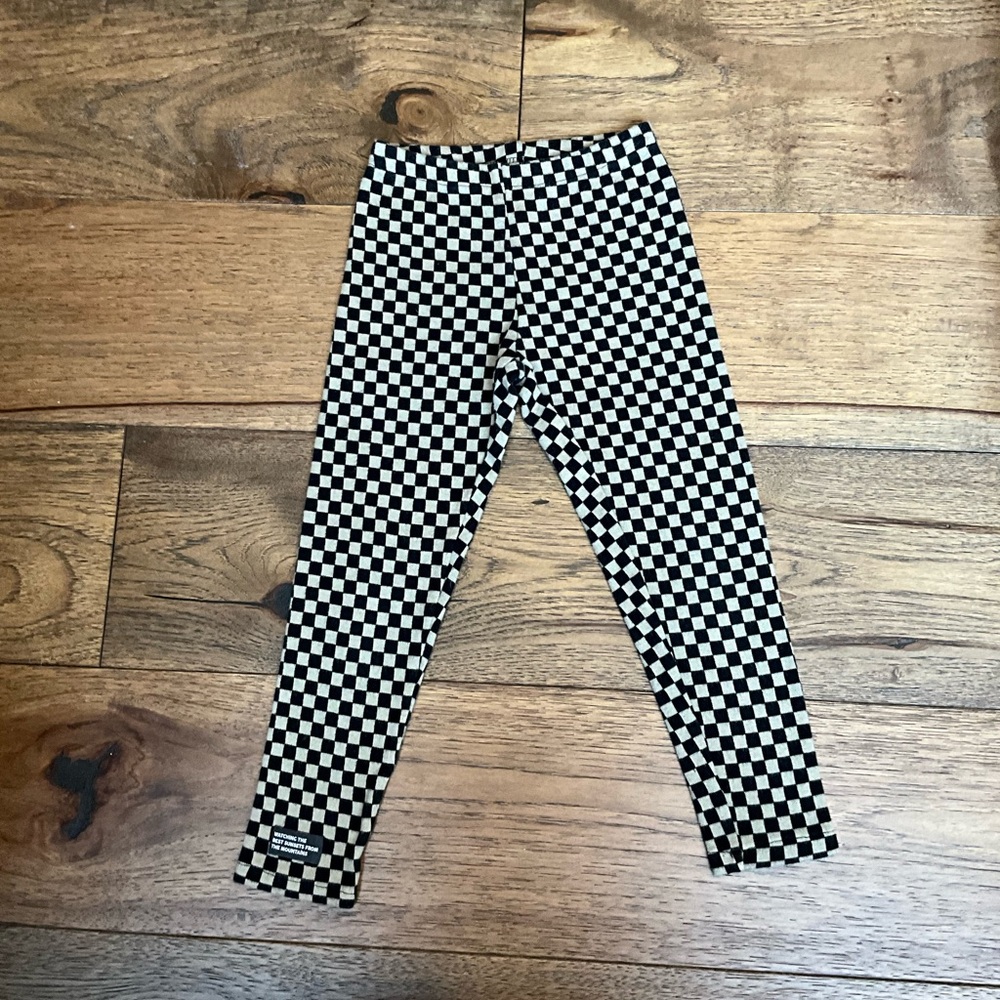 Zara Kids Black and White Checkered Leggings